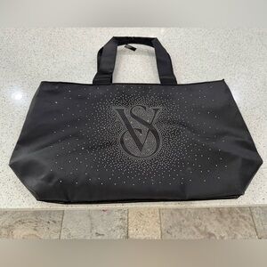 NWOT VS Elegant Black Tote Bag with Rhinestone Design